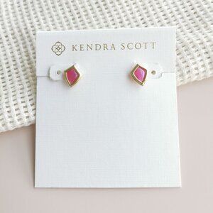 Kendra Scott Monica Light Burgundy Illusion Stud Earrings in Gold